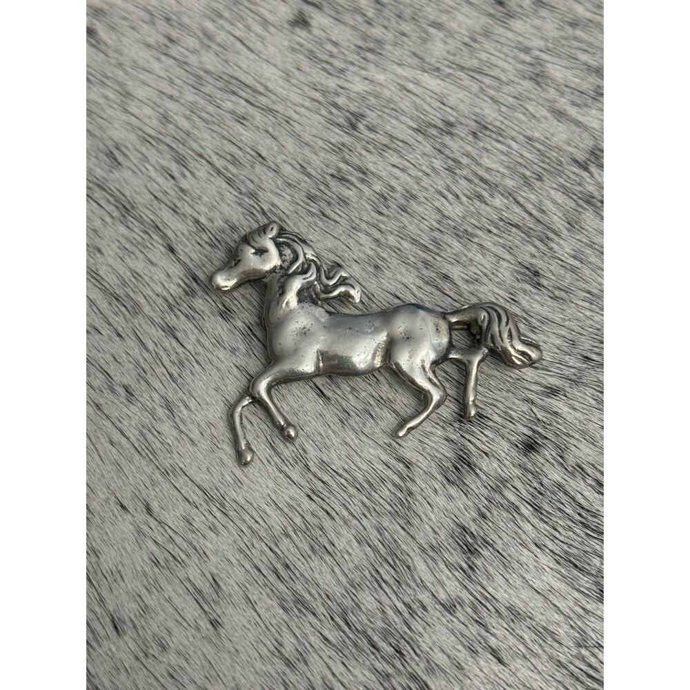 Vtg Native Sterling Silver Running Horse Mustang Unicorn Equestrian Pin Brooch - Picture 10 of 11